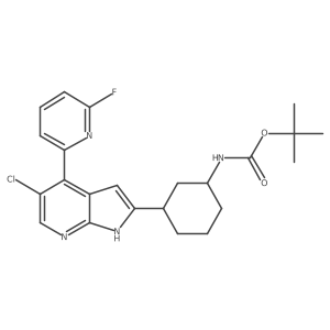 1,1-Dimethylethyl N-[3-[5-chloro-4-(6-fluoro-2-pyridinyl)-1H-pyrrolo[2,3-b]pyridin-2-yl]cyclohexyl]carbamate结构式