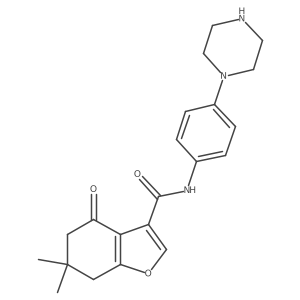 6,6-Dimethyl-4-oxo-N-(4-(piperazin-1-yl)phenyl)-4,5,6,7-tetrahydrobenzofuran-3-carboxamide结构式