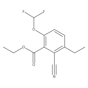 Benzoic acid, 2-cyano-6-(difluoromethoxy)-3-ethyl-, ethyl ester结构式