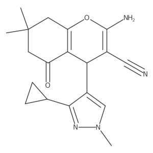 2-Amino-4-(3-cyclopropyl-1-methyl-1H-pyrazol-4-yl)-7,7-dimethyl-5-oxo-5,6,7,8-tetrahydro-4H-chromene-3-carbonitrile Structure