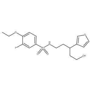 4-ethoxy-3-fluoro-N-(5-hydroxy-3-(thiophen-3-yl)pentyl)benzenesulfonamide结构式