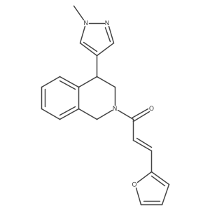 (E)-3-(furan-2-yl)-1-(4-(1-methyl-1H-pyrazol-4-yl)-3,4-dihydroisoquinolin-2(1H)-yl)prop-2-en-1-one结构式