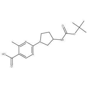 2-(3-((Tert-butoxycarbonyl)amino)pyrrolidin-1-yl)-4-methylpyrimidine-5-carboxylic acid Structure