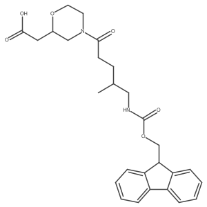2-{4-[5-({[(9H-fluoren-9-yl)methoxy]carbonyl}amino)-4-methylpentanoyl]morpholin-2-yl}acetic acid Structure