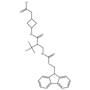 2-(3-{2-[({[(9H-fluoren-9-yl)methoxy]carbonyl}amino)methyl]-3,3,3-trifluoropropanamido}cyclobutyl)acetic acid Structure