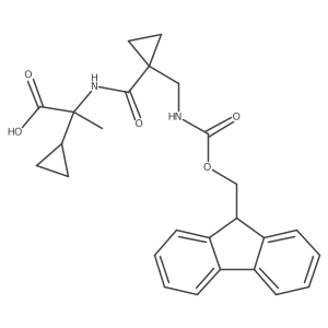 2-cyclopropyl-2-({1-[({[(9H-fluoren-9-yl)methoxy]carbonyl}amino)methyl]cyclopropyl}formamido)propanoic acid结构式
