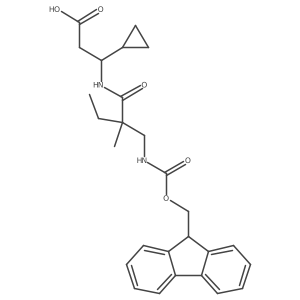 3-cyclopropyl-3-{2-[({[(9H-fluoren-9-yl)methoxy]carbonyl}amino)methyl]-2-methylbutanamido}propanoic acid结构式