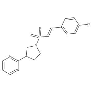 2-{1-[2-(4-Chlorophenyl)ethenesulfonyl]pyrrolidin-3-yl}pyrimidine结构式