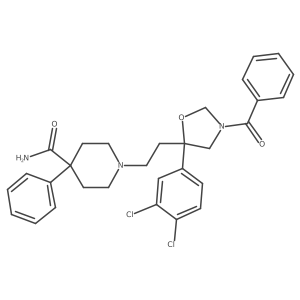1-[2-[(5R)-3-Benzoyl-5-(3,4-dichlorophenyl)-5-oxazolidinyl]ethyl]-4-phenyl-4-piperidinecarboxamide Structure