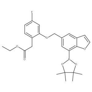 4-Fluoro-2-[[7-(4,4,5,5-tetramethyl-1,3,2-dioxaborolan-2-yl)-5-benzofuranyl]methoxy]benzeneacetic acid ethyl ester结构式