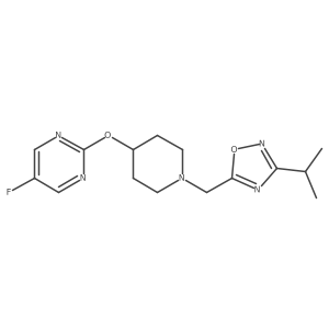 5-Fluoro-2-[(1-{[3-(propan-2-yl)-1,2,4-oxadiazol-5-yl]methyl}piperidin-4-yl)oxy]pyrimidine结构式