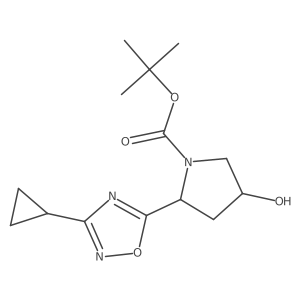 rac-tert-butyl (2R,4S)-2-(3-cyclopropyl-1,2,4-oxadiazol-5-yl)-4-hydroxypyrrolidine-1-carboxylate结构式