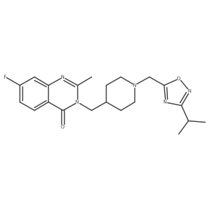 7-Fluoro-2-methyl-3-[(1-{[3-(propan-2-yl)-1,2,4-oxadiazol-5-yl]methyl}piperidin-4-yl)methyl]-3,4-dihydroquinazolin-4-one结构式