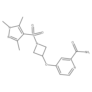 4-({1-[(1,3,5-trimethyl-1H-pyrazol-4-yl)sulfonyl]azetidin-3-yl}oxy)pyridine-2-carboxamide Structure