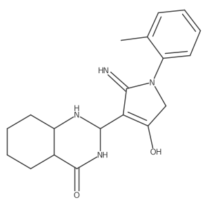2-[3-hydroxy-5-imino-1-(2-methylphenyl)-2H-pyrrol-4-yl]-2,3,4a,5,6,7,8,8a-octahydro-1H-quinazolin-4-one结构式