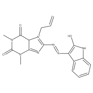8-[(2-hydroxy-1H-indol-3-yl)diazenyl]-1,3-dimethyl-7-prop-2-enyl-5H-purin-7-ium-2,6-dione Structure