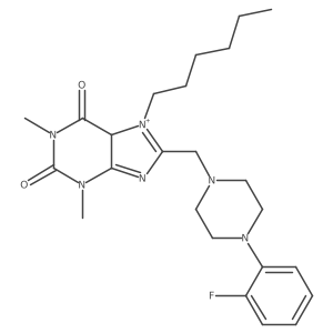 8-[[4-(2-fluorophenyl)piperazin-1-yl]methyl]-7-hexyl-1,3-dimethyl-5H-purin-7-ium-2,6-dione结构式