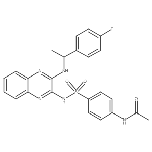 N-{4-[(3-{[1-(4-fluorophenyl)ethyl]amino}quinoxalin-2-yl)sulfamoyl]phenyl}acetamide结构式
