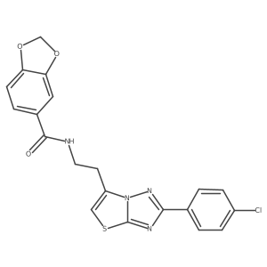 N-(2-(2-(4-chlorophenyl)thiazolo[3,2-b][1,2,4]triazol-6-yl)ethyl)benzo[d][1,3]dioxole-5-carboxamide结构式