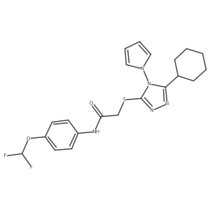 2-{[5-cyclohexyl-4-(1H-pyrrol-1-yl)-4H-1,2,4-triazol-3-yl]sulfanyl}-N-[4-(difluoromethoxy)phenyl]acetamide Structure