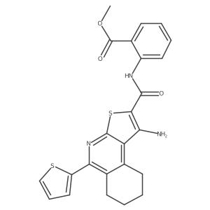 Methyl 2-(1-amino-5-(thiophen-2-yl)-6,7,8,9-tetrahydrothieno[2,3-c]isoquinoline-2-carboxamido)benzoate结构式