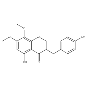 5-Hydroxy-3-(4-hydroxybenzyl)-7,8-dimethoxy-4-chromanone结构式