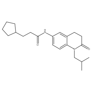 3-cyclopentyl-N-(1-isobutyl-2-oxo-1,2,3,4-tetrahydroquinolin-6-yl)propanamide结构式