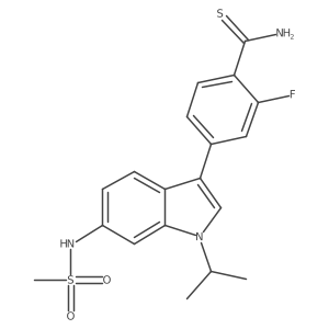 2-Fluoro-4-(1-isopropyl-6-methanesulfonylamino-1H-indol-3-yl)-thiobenzamide Structure