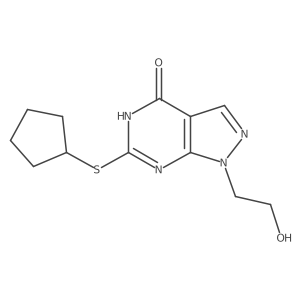 6-(cyclopentylthio)-1-(2-hydroxyethyl)-1H-pyrazolo[3,4-d]pyrimidin-4(5H)-one结构式