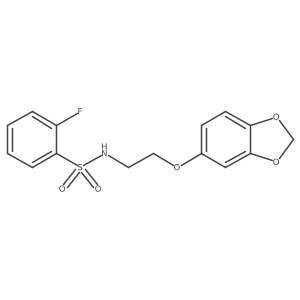 O=S(=O)(NCCOc1ccc2c(c1)OCO2)c1ccccc1F结构式