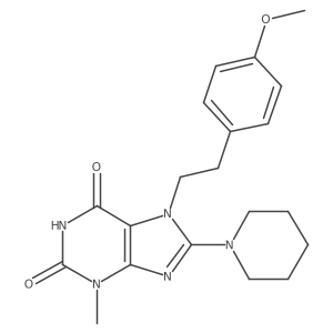 COc1ccc(CCn2c(N3CCCCC3)nc3c2c(=O)[nH]c(=O)n3C)cc1结构式