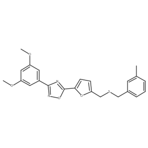 3-(3,5-Dimethoxyphenyl)-5-(5-(((3-methylbenzyl)thio)methyl)furan-2-yl)-1,2,4-oxadiazole结构式