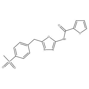 N-(5-(4-(methylsulfonyl)benzyl)-1,3,4-oxadiazol-2-yl)furan-2-carboxamide结构式