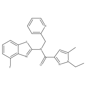 1-ethyl-N-(4-fluoro-1,3-benzothiazol-2-yl)-5-methyl-N-[(pyridin-2-yl)methyl]-1H-pyrazole-3-carboxamide Structure