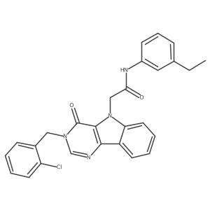 2-(3-(2-chlorobenzyl)-4-oxo-3H-pyrimido[5,4-b]indol-5(4H)-yl)-N-(3-ethylphenyl)acetamide结构式