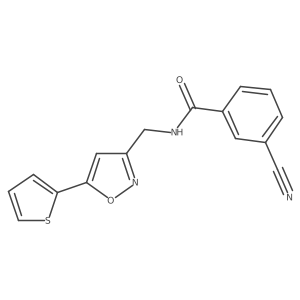 3-cyano-N-((5-(thiophen-2-yl)isoxazol-3-yl)methyl)benzamide结构式