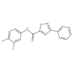 N-(3-fluoro-4-methylphenyl)-3-(pyrazin-2-yl)-1,2,4-oxadiazole-5-carboxamide结构式