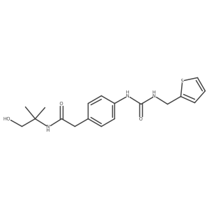 N-(1-hydroxy-2-methylpropan-2-yl)-2-(4-(3-(thiophen-2-ylmethyl)ureido)phenyl)acetamide Structure