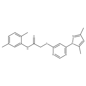 2-((6-(3,5-dimethyl-1H-pyrazol-1-yl)pyrimidin-4-yl)thio)-N-(2,5-dimethylphenyl)acetamide结构式