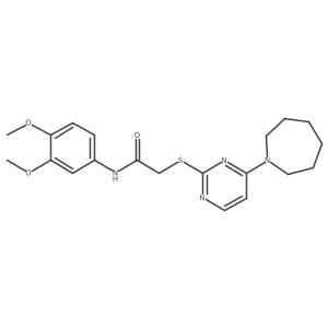 2-((4-(azepan-1-yl)pyrimidin-2-yl)thio)-N-(3,4-dimethoxyphenyl)acetamide结构式