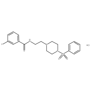 3-fluoro-N-(2-(4-(phenylsulfonyl)piperazin-1-yl)ethyl)benzamide hydrochloride结构式