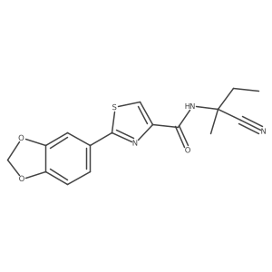 2-(2H-1,3-benzodioxol-5-yl)-N-(1-cyano-1-methylpropyl)-1,3-thiazole-4-carboxamide结构式