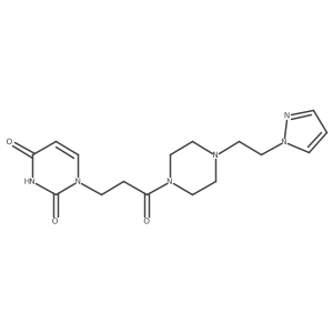 1-(3-(4-(2-(1H-pyrazol-1-yl)ethyl)piperazin-1-yl)-3-oxopropyl)pyrimidine-2,4(1H,3H)-dione Structure