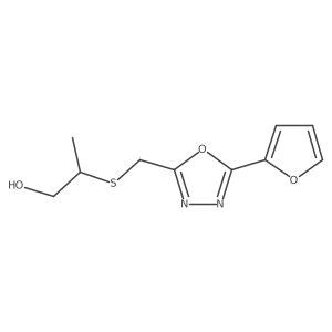 2-(((5-(Furan-2-yl)-1,3,4-oxadiazol-2-yl)methyl)thio)propan-1-ol结构式