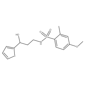 N-(3-hydroxy-3-(thiophen-2-yl)propyl)-4-methoxy-2-methylbenzenesulfonamide结构式