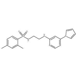 N-(2-((6-(1H-pyrrol-1-yl)pyrimidin-4-yl)amino)ethyl)-2,4-dimethylbenzenesulfonamide结构式