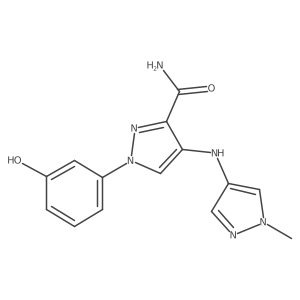1-(3-Hydroxyphenyl)-4-[(1-methyl-1h-pyrazol-4-yl)amino]-1h-pyrazole-3-carboxamide Structure