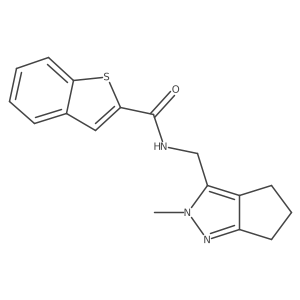 N-((2-methyl-2,4,5,6-tetrahydrocyclopenta[c]pyrazol-3-yl)methyl)benzo[b]thiophene-2-carboxamide结构式