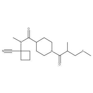N-(1-cyanocyclobutyl)-N-methyl-1-[2-methyl-3-(methylsulfanyl)propanoyl]piperidine-4-carboxamide结构式