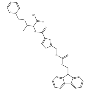 (2R,3S)-3-(benzyloxy)-2-({2-[({[(9H-fluoren-9-yl)methoxy]carbonyl}amino)methyl]-1,3-thiazol-4-yl}formamido)butanoic acid结构式